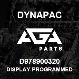 D978900320 Dynapac DISPLAY PROGRAMMED | AGA Parts