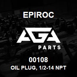 00108 Epiroc OIL PLUG, 1/2-14 NPT, SQ. HD. | AGA Parts