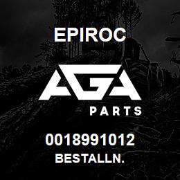 0018991012 Epiroc BESTALLN. | AGA Parts