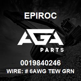 0019840246 Epiroc WIRE: # 6AWG TEW GRN, 600 V., 90 C. | AGA Parts