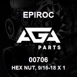 00706 Epiroc HEX NUT, 9/16-18 X 13/64" | AGA Parts