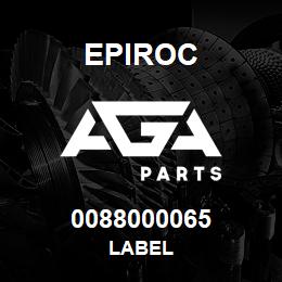 0088000065 Epiroc LABEL | AGA Parts