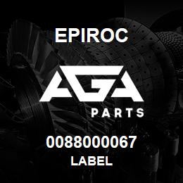 0088000067 Epiroc LABEL | AGA Parts