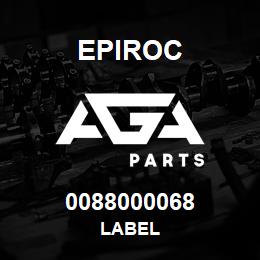 0088000068 Epiroc LABEL | AGA Parts