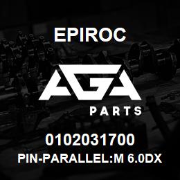 0102031700 Epiroc PIN-PARALLEL:M 6.0DX 20L, M6 TO | AGA Parts