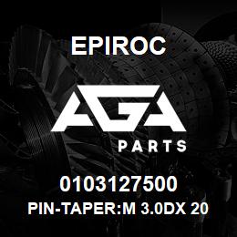 0103127500 Epiroc PIN-TAPER:M 3.0DX 20L | AGA Parts