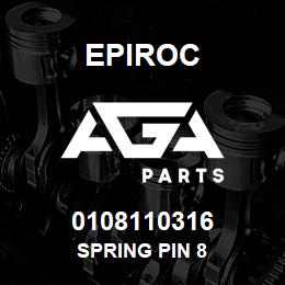 0108110316 Epiroc SPRING PIN 8 | AGA Parts