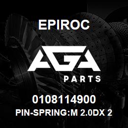 0108114900 Epiroc PIN-SPRING:M 2.0DX 20L SLOTTED | AGA Parts