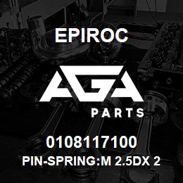 0108117100 Epiroc PIN-SPRING:M 2.5DX 20L, SLOTTED | AGA Parts