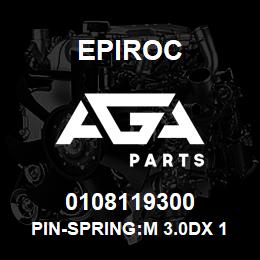 0108119300 Epiroc PIN-SPRING:M 3.0DX 14L, SLOTTED | AGA Parts