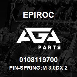 0108119700 Epiroc PIN-SPRING:M 3.0DX 22L, SLOTTED | AGA Parts