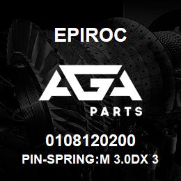 0108120200 Epiroc PIN-SPRING:M 3.0DX 32L, SLOTTED | AGA Parts