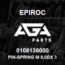 0108136000 Epiroc PIN-SPRING M 8.0DX 36L, SLOTTED | AGA Parts