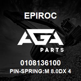 0108136100 Epiroc PIN-SPRING:M 8.0DX 40L, SLOTTED | AGA Parts