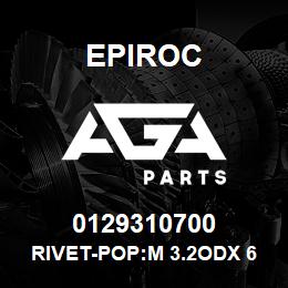 0129310700 Epiroc RIVET-POP:M 3.2ODX 6.1L | AGA Parts