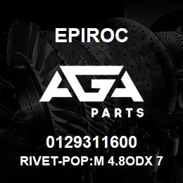 0129311600 Epiroc RIVET-POP:M 4.8ODX 7.6L | AGA Parts