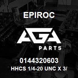 0144320603 Epiroc HHCS 1/4-20 UNC X 3/4 LG | AGA Parts