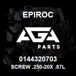 0144320703 Epiroc SCREW .250-20X .87L HXHD, ZN | AGA Parts