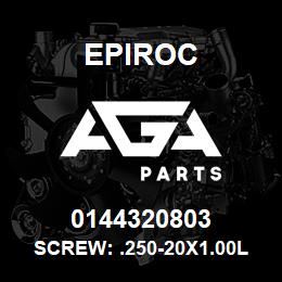 0144320803 Epiroc SCREW: .250-20X1.00L HXHD, ZN P | AGA Parts