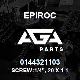 0144321103 Epiroc SCREW:1/4", 20 X 1 1/2" ZINC | AGA Parts