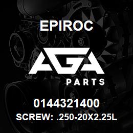 0144321400 Epiroc SCREW: .250-20X2.25L HXHD, STL | AGA Parts