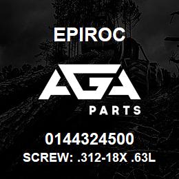 0144324500 Epiroc SCREW: .312-18X .63L HXHD, STL | AGA Parts