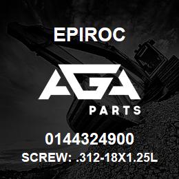 0144324900 Epiroc SCREW: .312-18X1.25L HXHD, SAE | AGA Parts