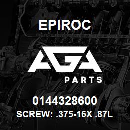 0144328600 Epiroc SCREW: .375-16X .87L HXHD, STL | AGA Parts