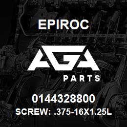 0144328800 Epiroc SCREW: .375-16X1.25L HXHD, ZN P | AGA Parts