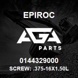 0144329000 Epiroc SCREW: .375-16X1.50L HXHD, ZN P | AGA Parts