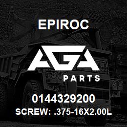 0144329200 Epiroc SCREW: .375-16X2.00L HXHD, STL | AGA Parts