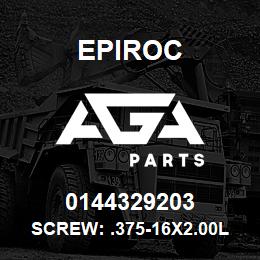 0144329203 Epiroc SCREW: .375-16X2.00L HXHD, ZN P | AGA Parts