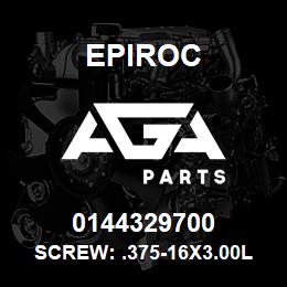 0144329700 Epiroc SCREW: .375-16X3.00L HXHD, STL | AGA Parts