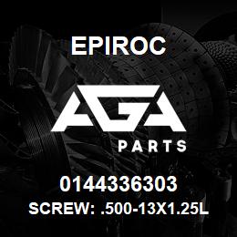 0144336303 Epiroc SCREW: .500-13X1.25L HXHD, ZN P | AGA Parts