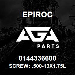 0144336600 Epiroc SCREW: .500-13X1.75L HXHD, STL | AGA Parts