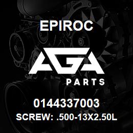 0144337003 Epiroc SCREW: .500-13X2.50L HXHD, ZN | AGA Parts