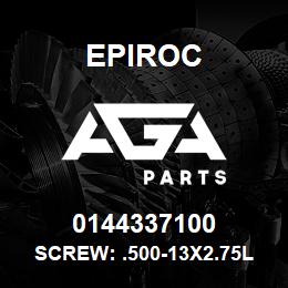 0144337100 Epiroc SCREW: .500-13X2.75L HXHD, STL | AGA Parts