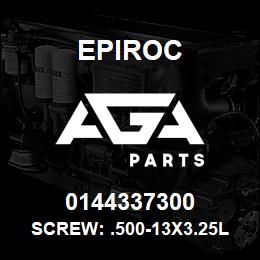 0144337300 Epiroc SCREW: .500-13X3.25L HXHD, STL | AGA Parts