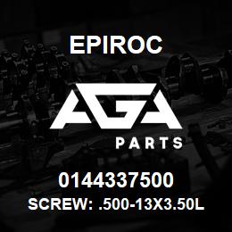 0144337500 Epiroc SCREW: .500-13X3.50L HXHD, STL | AGA Parts