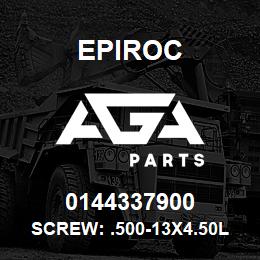 0144337900 Epiroc SCREW: .500-13X4.50L HXHD, STL | AGA Parts