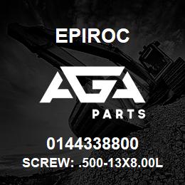 0144338800 Epiroc SCREW: .500-13X8.00L HXHD, STL | AGA Parts