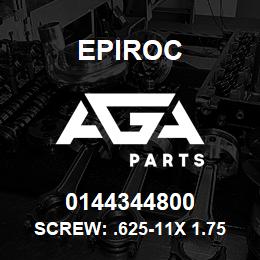 0144344800 Epiroc SCREW: .625-11X 1.75L HXHD, ST | AGA Parts