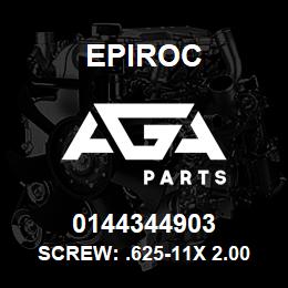 0144344903 Epiroc SCREW: .625-11X 2.00L HXHD, ZN | AGA Parts