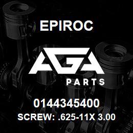 0144345400 Epiroc SCREW: .625-11X 3.00L HXHD, ZN | AGA Parts