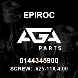 0144345900 Epiroc SCREW: .625-11X 4.00L HXHD, ST | AGA Parts