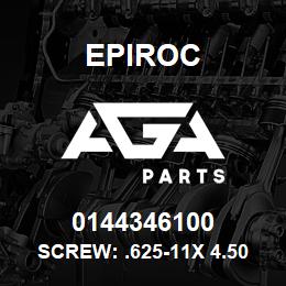 0144346100 Epiroc SCREW: .625-11X 4.50L HXHD, ST | AGA Parts