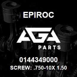 0144349000 Epiroc SCREW: .750-10X 1.50L HXHD, ST | AGA Parts