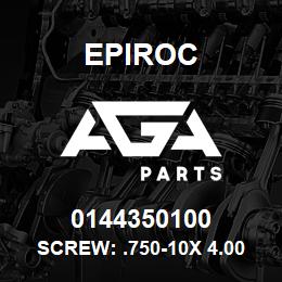 0144350100 Epiroc SCREW: .750-10X 4.00L HXHD, ST | AGA Parts