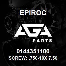 0144351100 Epiroc SCREW: .750-10X 7.50L HXHD, ST | AGA Parts