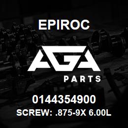 0144354900 Epiroc SCREW: .875-9X 6.00L HXHD, STL | AGA Parts